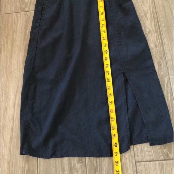 Marisa|Navy sleeveless midi dress with side slit and bow front detail•••small - Picture 11 of 13